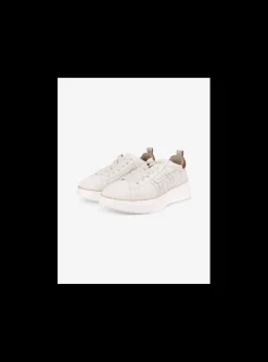Sneaker H636 rebel beige met raffia randje | DELSCHER. Fashion