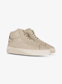 Sneaker leder greige met teddy voering | DELSCHER. Fashion