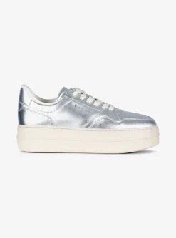 Sneaker skyscraper metallic zilver beige | DELSCHER. Fashion