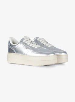 Sneaker skyscraper metallic zilver beige | DELSCHER. Fashion
