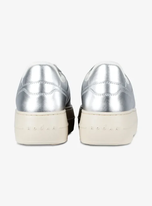 Sneaker skyscraper metallic zilver beige | DELSCHER. Fashion
