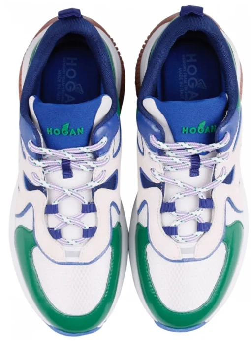 Sneaker Sport allacciato H597 wit kobalt groen | DELSCHER. Fashion