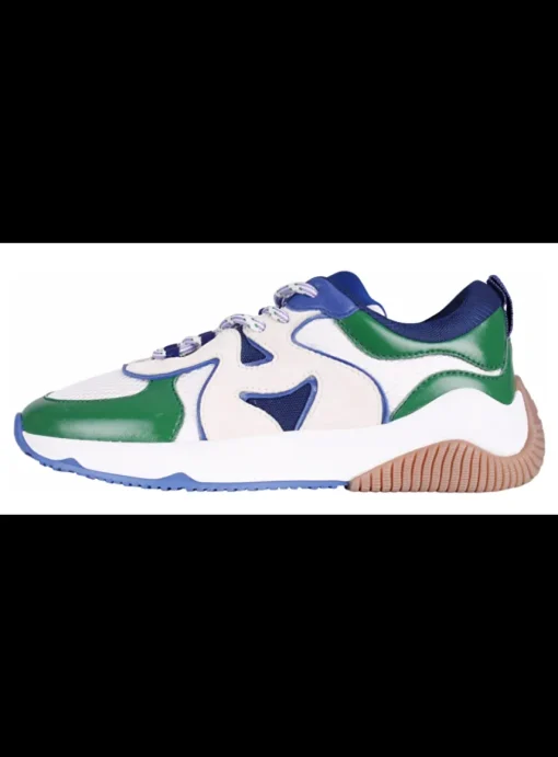 Sneaker Sport allacciato H597 wit kobalt groen | DELSCHER. Fashion