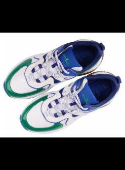 Sneaker Sport allacciato H597 wit kobalt groen | DELSCHER. Fashion