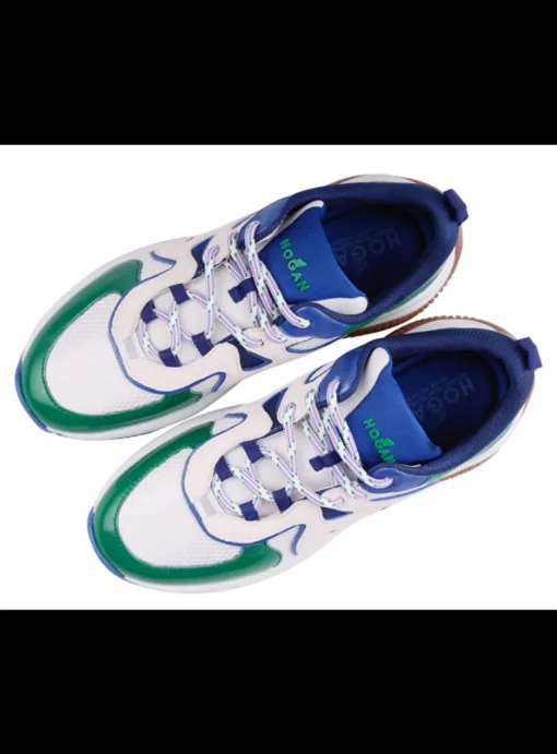 Sneaker Sport allacciato H597 wit kobalt groen | DELSCHER. Fashion