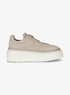 Sneaker stripes beige wit | DELSCHER. Fashion