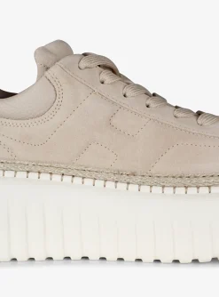 Sneaker stripes beige wit | DELSCHER. Fashion