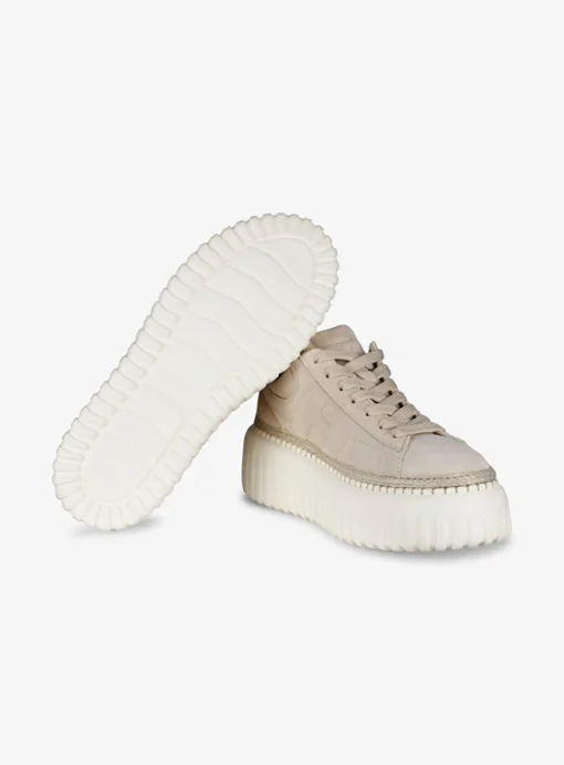 Sneaker stripes beige wit | DELSCHER. Fashion