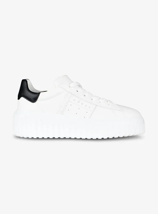 Sneaker stripes wit met zwart | DELSCHER. Fashion