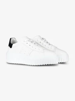 Sneaker stripes wit met zwart | DELSCHER. Fashion