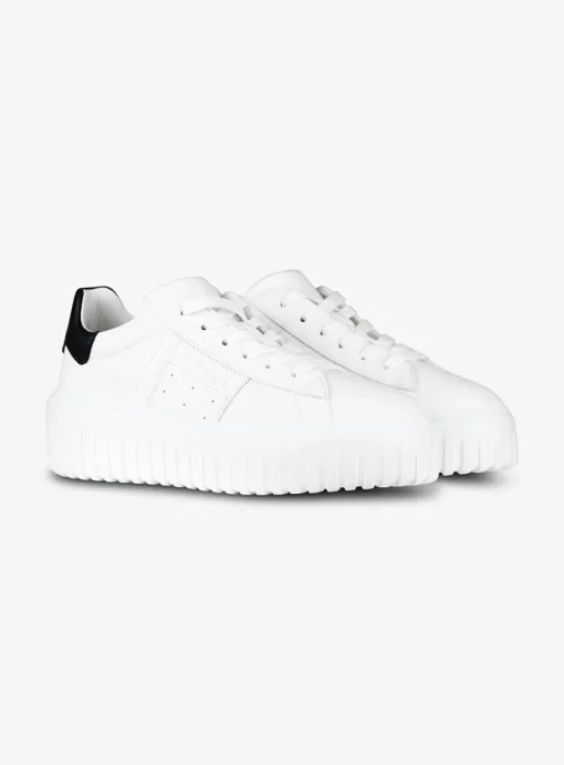 Sneaker stripes wit met zwart | DELSCHER. Fashion
