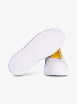 Sneakers H stripes wit geel | DELSCHER. Fashion