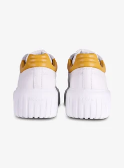 Sneakers H stripes wit geel | DELSCHER. Fashion