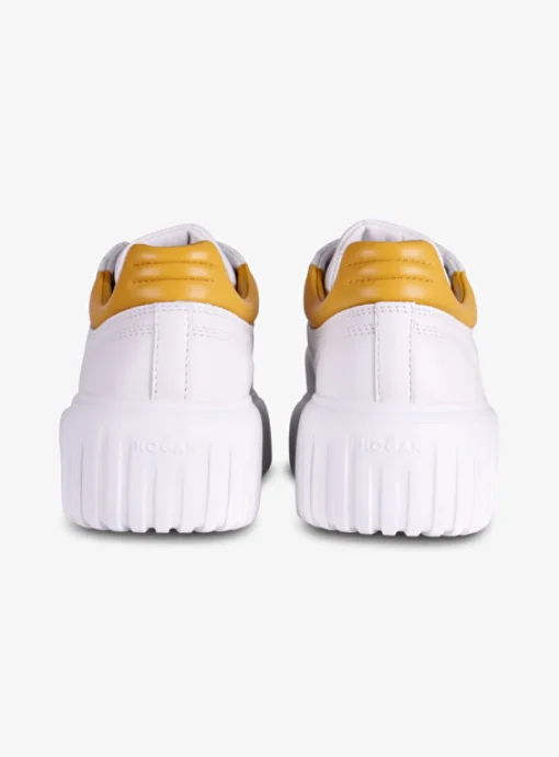 Sneakers H stripes wit geel | DELSCHER. Fashion