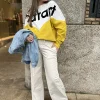 Sweater Houston geel zwart ecru | DELSCHER. Fashion