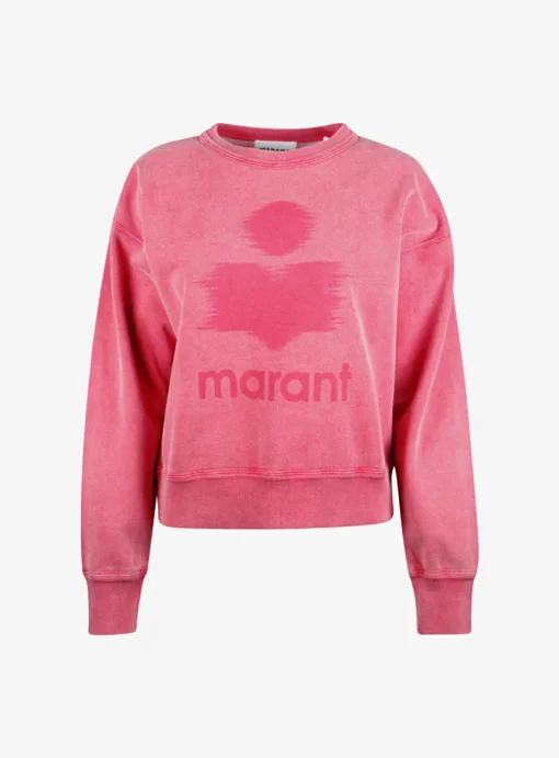 Sweater mobily rood met faded rood logo | DELSCHER. Fashion