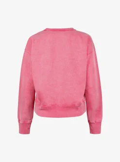 Sweater mobily rood met faded rood logo | DELSCHER. Fashion