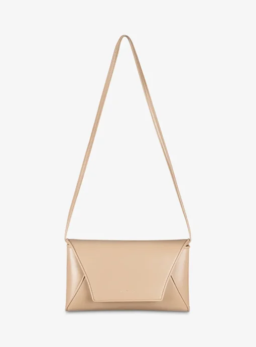 Tas clutch glad leer camel | DELSCHER. Fashion