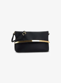 Tas clutch marine met gouden detail en flap sluiting | DELSCHER. Fashion
