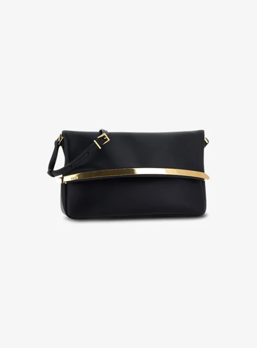 Tas clutch marine met gouden detail en flap sluiting | DELSCHER. Fashion