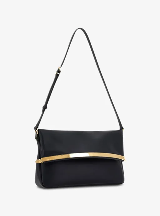 Tas clutch marine met gouden detail en flap sluiting | DELSCHER. Fashion