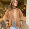 teddy Bodywarmer briose camel met rits | DELSCHER. Fashion