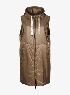 the cube quilted Bodywarmer greengil camel | DELSCHER. Fashion