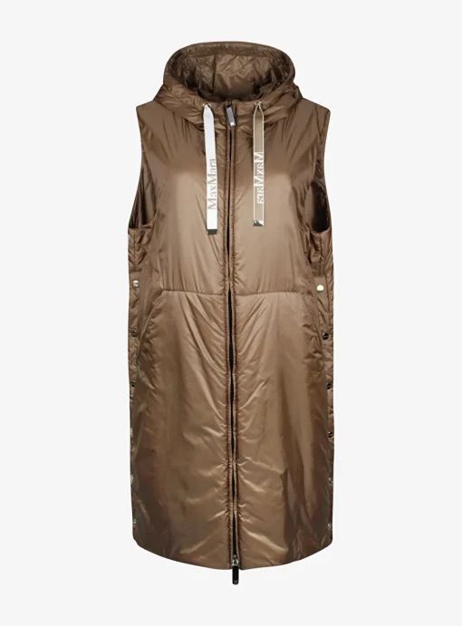 the cube quilted Bodywarmer greengil camel | DELSCHER. Fashion
