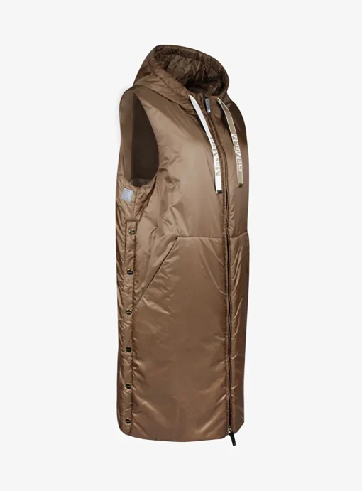 the cube quilted Bodywarmer greengil camel | DELSCHER. Fashion
