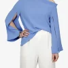 Top avana asymmetrisch lavendel blauw | DELSCHER. Fashion