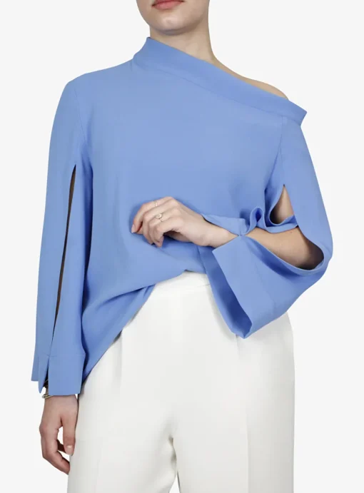 Top avana asymmetrisch lavendel blauw | DELSCHER. Fashion