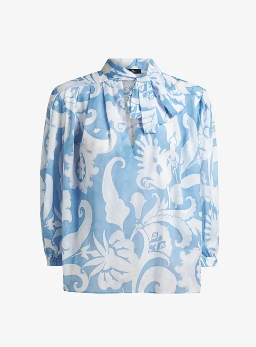 Top blauw wit dessin | DELSCHER. Fashion