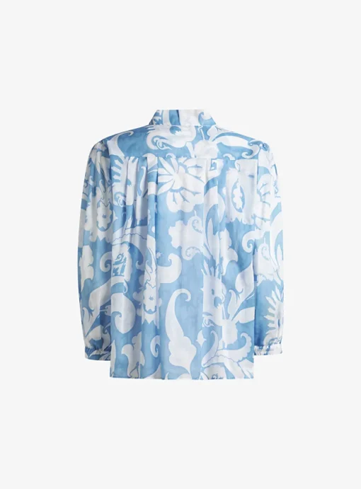 Top blauw wit dessin | DELSCHER. Fashion