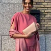 Top choc crêpe poeder roze | DELSCHER. Fashion
