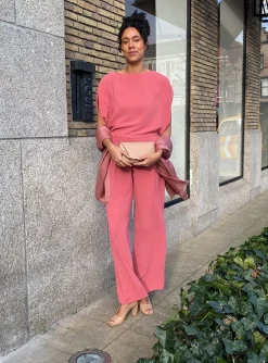 Top choc crêpe poeder roze | DELSCHER. Fashion