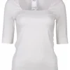 Top offwhite met vierkante hals | DELSCHER. Fashion
