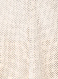 Top opengewerkt beige met franjes | DELSCHER. Fashion