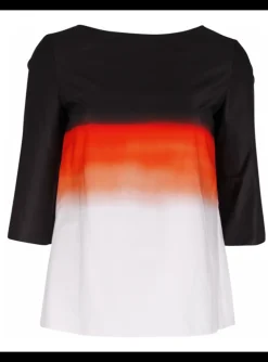 Top Regis tie dye zwart oranje rood offwhite | DELSCHER. Fashion