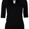 Top zwart met vierkante hals | DELSCHER. Fashion