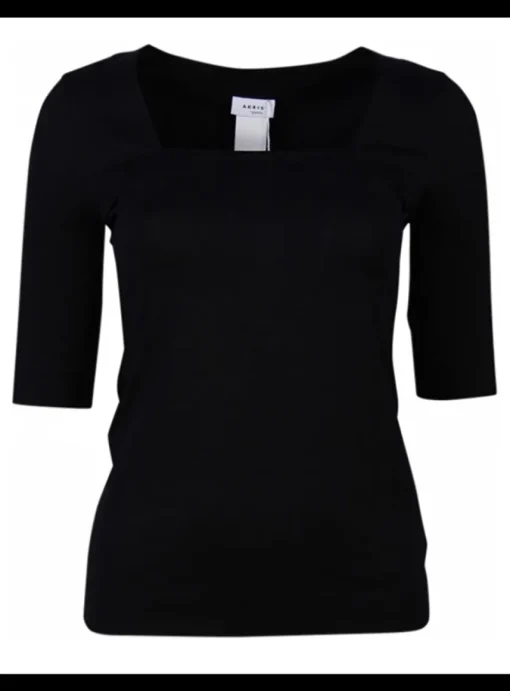 Top zwart met vierkante hals | DELSCHER. Fashion