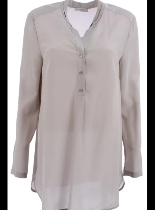 tuniekblouse zijde kiezel | DELSCHER. Fashion