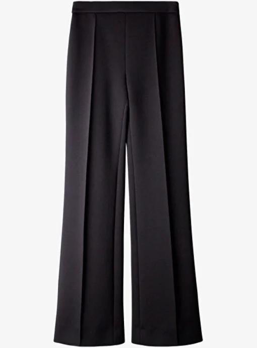 Vera pantalon bootleg crepe zwart | DELSCHER. Fashion