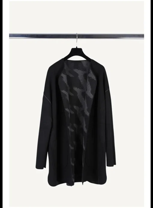 Vest cashmere double face zwart grijs | DELSCHER. Fashion
