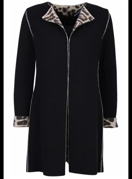 Vest double face jaguar print zwart/zand met zwart | DELSCHER. Fashion
