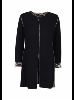 Vest double face jaguar print zwart/zand met zwart | DELSCHER. Fashion
