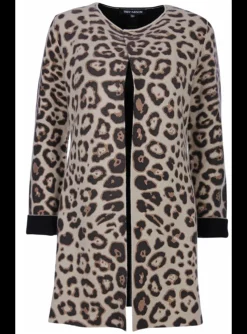 Vest double face jaguar print zwart/zand met zwart | DELSCHER. Fashion