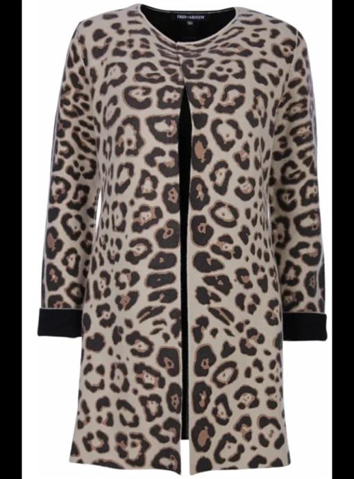 Vest double face jaguar print zwart/zand met zwart | DELSCHER. Fashion