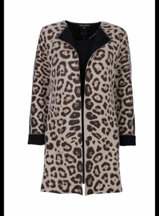 Vest double face jaguar print zwart/zand met zwart | DELSCHER. Fashion