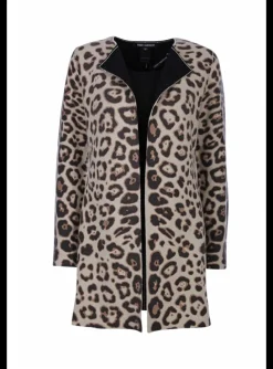 Vest double face jaguar print zwart/zand met zwart | DELSCHER. Fashion