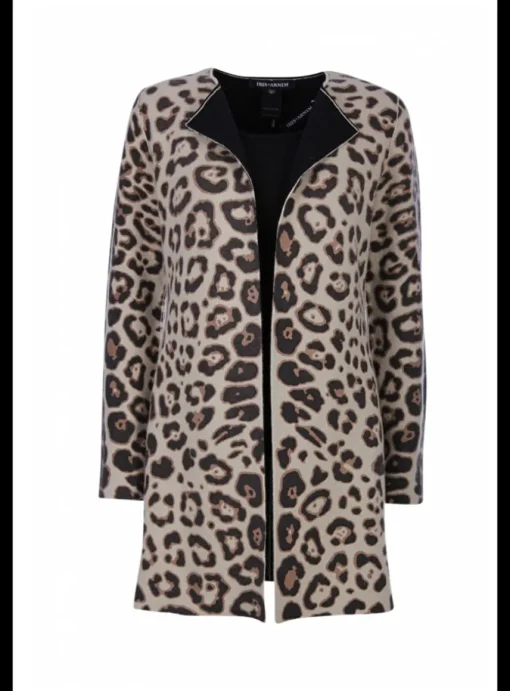 Vest double face jaguar print zwart/zand met zwart | DELSCHER. Fashion